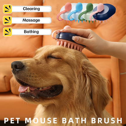 Soft Silicone Pet Hair Remover Massage Brush for Dogs – Handheld Bath & Shampoo Grooming Tool