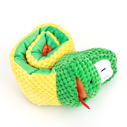 Snake Snuffle Toy Squeaky Dog Puzzle Plush – Foraging Training Treat Dispenser & IQ Game