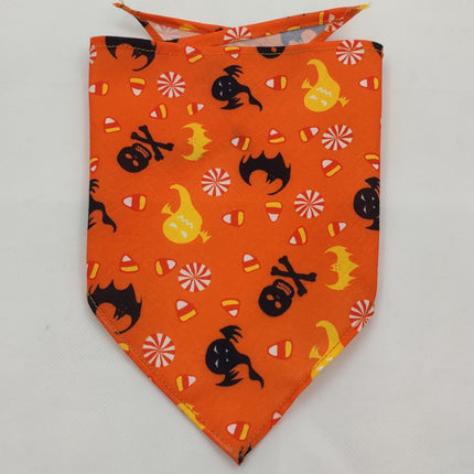 Halloween Pet Bandana Triangle Scarf for Dogs & Cats, Polyester Saliva Towel with Festive Prints