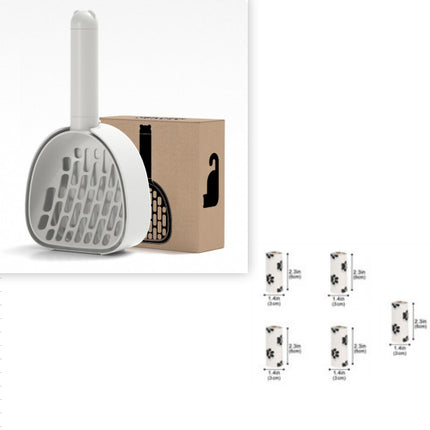 Cat Litter Scoop with Hidden Garbage Bag Storage & Base – Durable ABS Litter Shovel with Wall Mount