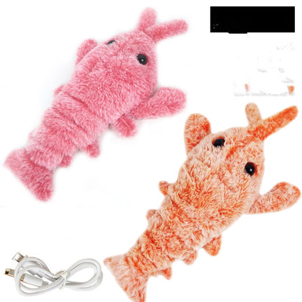 Electric Jumping Shrimp Cat Toy – USB Rechargeable Interactive Plush Lobster with Touch-Activated Swing Modes