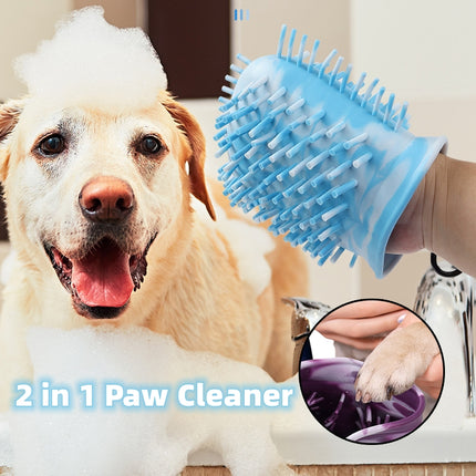 2-in-1 Dog Paw Cleaner Cup with Soft Silicone Brush – Portable Pet Foot Washing & Grooming Tool