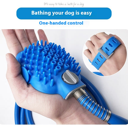 Handheld Dog Bathing Shower Brush with Silicone Massage Nozzle & Hose