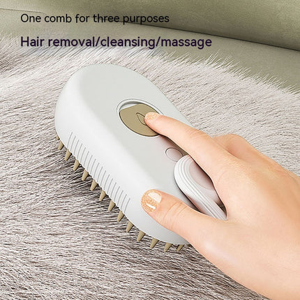 3-in-1 Electric Steam Pet Grooming Brush with Spray & Massage – USB Rechargeable Hair Removal Comb for Dogs