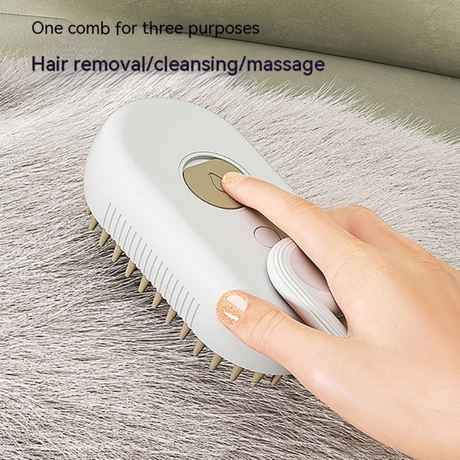 3-in-1 Electric Steam Pet Grooming Brush with Spray & Massage – USB Rechargeable Hair Removal Comb for Dogs