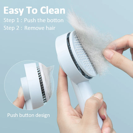 Self-Cleaning Pet Needle Comb Hair Remover Brush for Dogs & Cats with Massage Pins