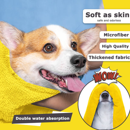 Super Absorbent Microfiber Dog Drying Towel – Quick-Drying Pet Bath Towel for Dogs & Cats (Yellow)
