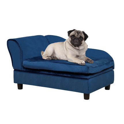 Luxury Blue Small Dog Bed with Hidden Storage – Cozy Pet Sofa for Dogs & Cats