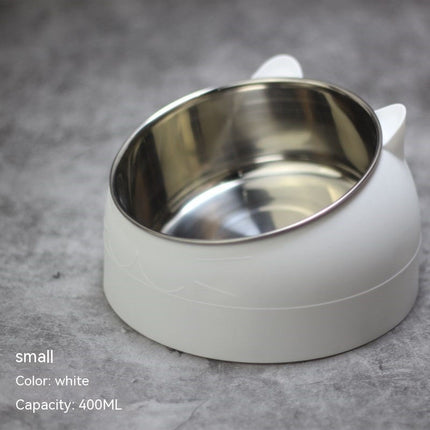 Stainless Steel Cat & Dog Double Bowl with Automatic Water Refill – Oblique Mouth Cervical Protection Pet Feeding Basin