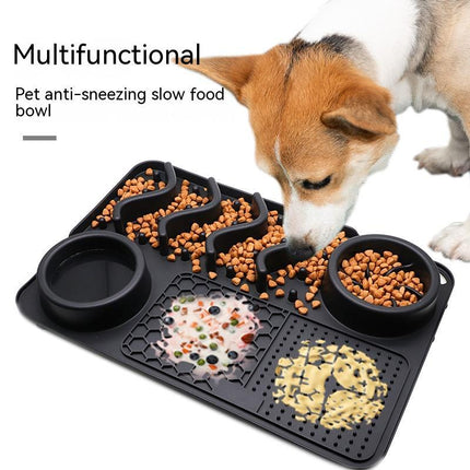 Dog Silicone Licking Pad & Slow Feeder Mat – Multifunctional Pet Lick Mat Food Bowl