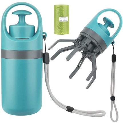 Portable Dog Pooper Scooper with Built-in Poop Bag Dispenser, Lightweight Eight-Claw Waste Pickup Tool