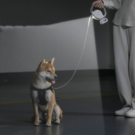 Automatic Lighting Retractable Dog Leash with LED Night Light, One-Button Auto Retraction, and Waste Bag Storage Box