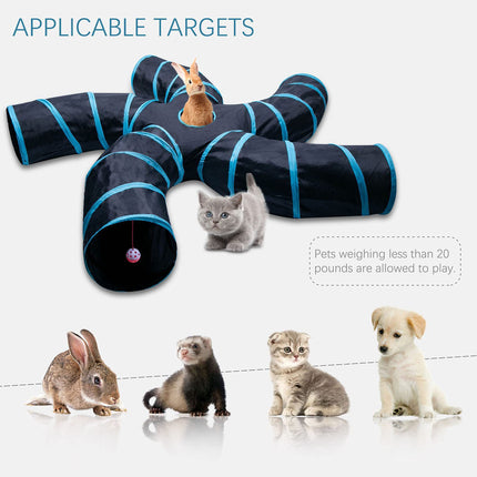 Tree Pattern Multi-Channel Cat Tunnel Toy – 3-Way Interactive Play Tunnel for Cats & Small Pets