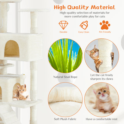 Multi-Functional Cat Treehouse & Climbing Frame with Jingle Ball | Indoor Cat Activity Tower
