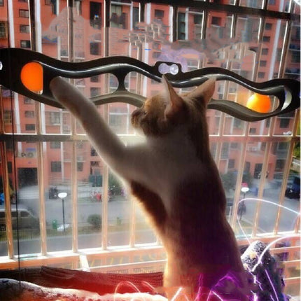 Window-Mounted Cat Track Ball Toy – Interactive Windowsill Cat Climbing & Play Frame