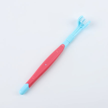Three-Sided Pet Toothbrush for Dogs & Cats, Soft Bristle Oral Cleaning Brush