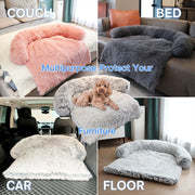 Soft Plush Fluffy Dog Bed Sofa | Comfortable Washable Pet Sleeping Cushion for Small & Large Dogs