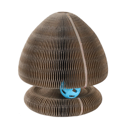 Magic Organ Foldable Cat Scratch Board with Ball Toy – Corrugated Cardboard Cat Scratcher & Interactive Play Tower