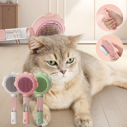 2 in 1 Self-Cleaning Cat Grooming Brush with Spray Hair Remover Comb