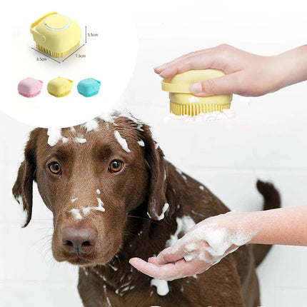 Silicone Dog Bath Massage Gloves | Pet Grooming Brush & Shampoo Dispenser for Dogs and Cats
