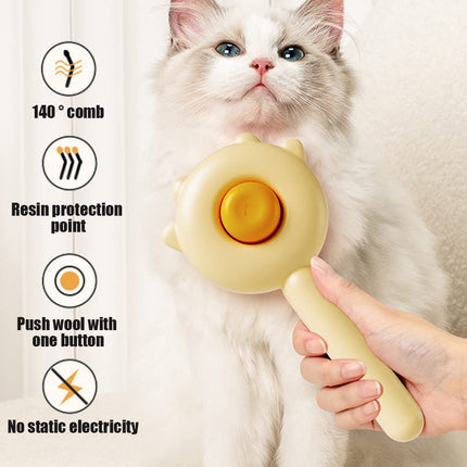 Pet Hair Cleaner Grooming Brush with One-Touch Release Button – Stainless Steel Comb for Cats & Dogs
