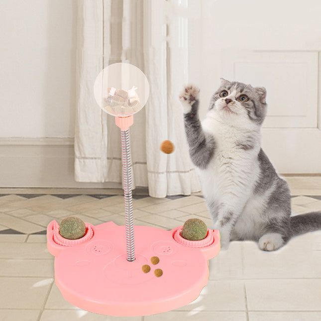 Pet Feeder Cat Toy Leaking Food Ball Self-Playing Tumbler Puzzle Feeder with Suction Cup