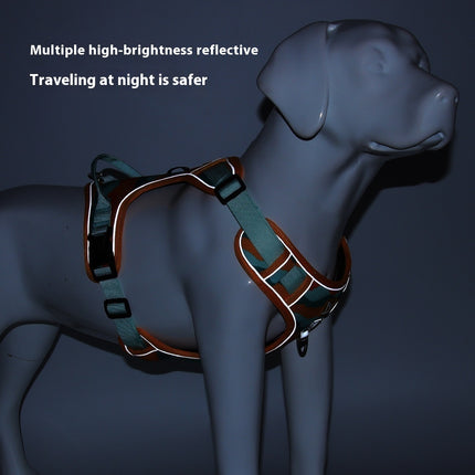 Dog Chest & Back Reflective Harness with Hand Grip & Traction Rope – Adjustable Oxford Cloth Dog Harness
