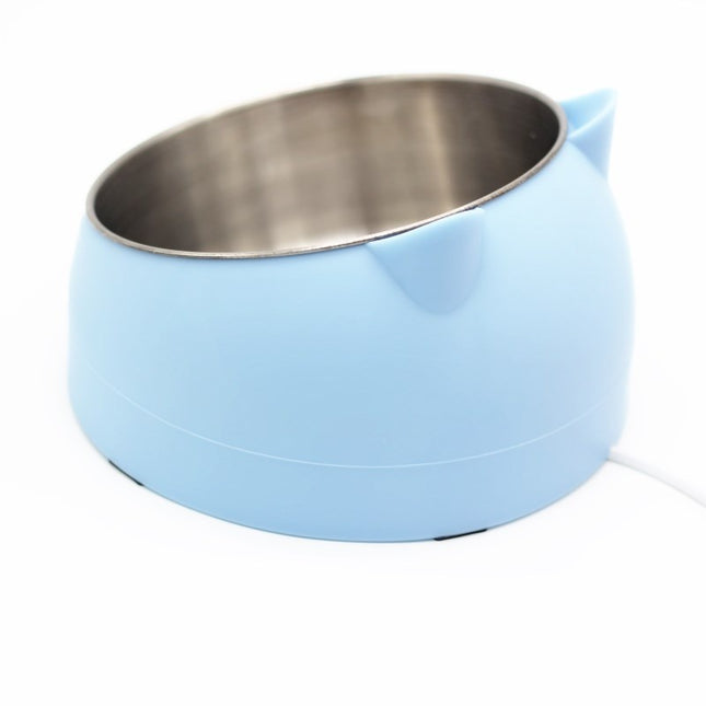 Stainless Steel Cat & Dog Double Bowl with Automatic Water Refill – Oblique Mouth Cervical Protection Pet Feeding Basin