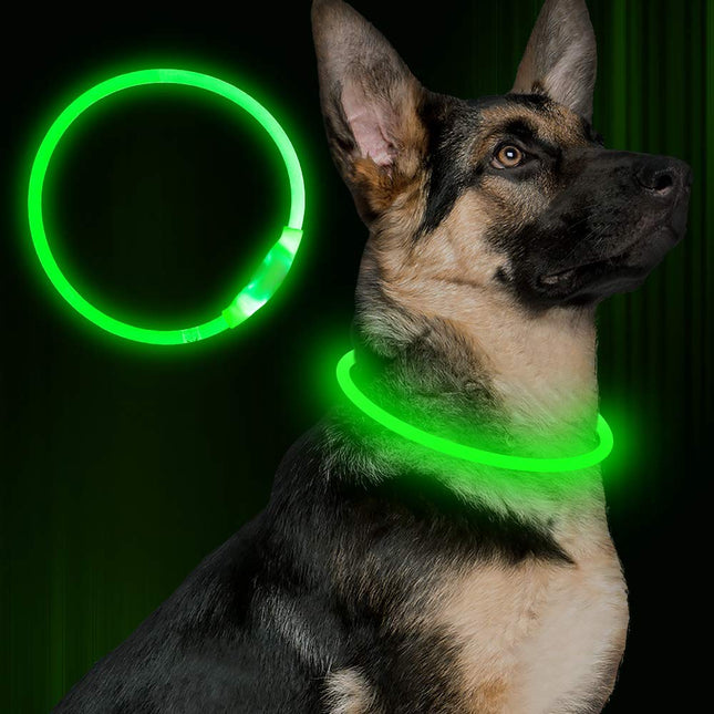 Pet Flashing LED Collar USB Rechargeable Glowing Safety Necklace for Night Walking Dogs