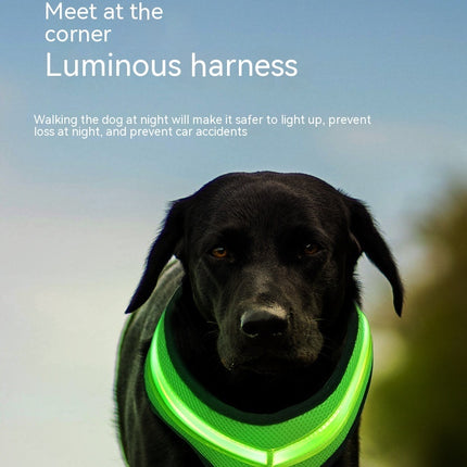 LED Luminous Dog Harness USB Charging Chest Strap Vest Pet Safety Reflective Harness for Puppy and Large Dogs