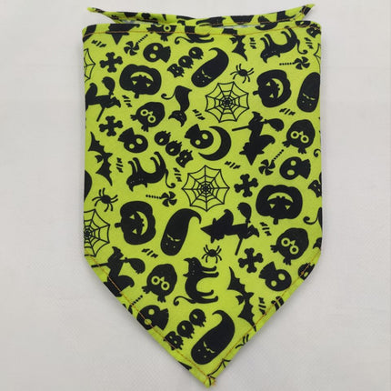 Halloween Pet Bandana Triangle Scarf for Dogs & Cats, Polyester Saliva Towel with Festive Prints