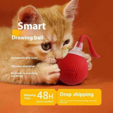 Smart Interactive Cat Toy Ball with Magic Tail – USB Rechargeable Rolling Ball with Multi-Speed Modes