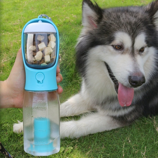 Portable 3-in-1 Dog & Cat Water Bottle with Food Feeder and Poop Bag Dispenser – Leak-Proof Pet Travel Cup