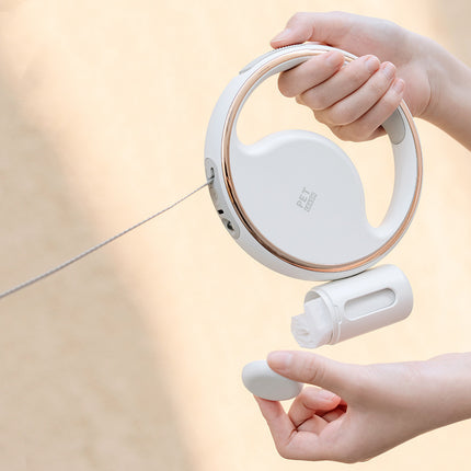 Automatic Lighting Retractable Dog Leash with LED Night Light, One-Button Auto Retraction, and Waste Bag Storage Box