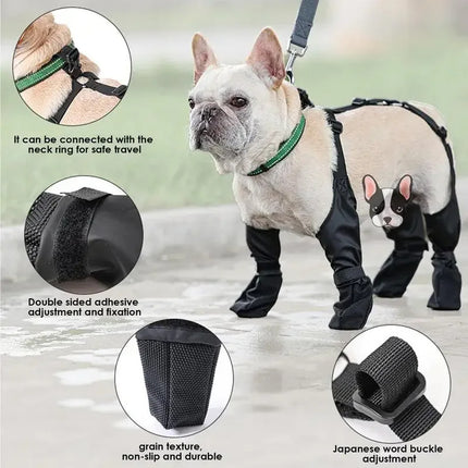 Waterproof Adjustable Dog Shoes Non-Slip Paw Protector Boots for Outdoor Walking