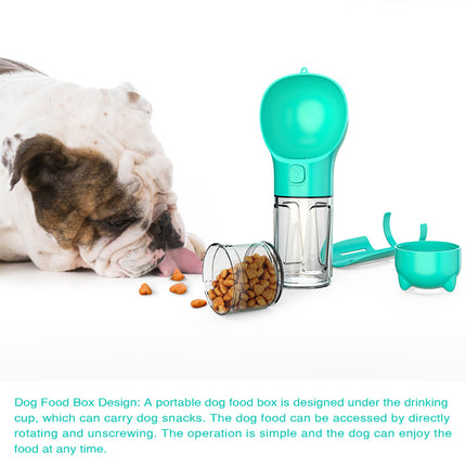 3-in-1 Portable Dog Water Bottle Feeder with Food Box & Garbage Bag for Outdoor Travel