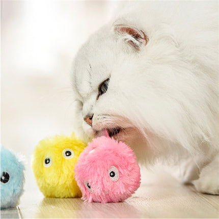 Light-Emitting Catnip Plush Calling Ball Toy with Sound – Interactive Kitty Teasing & Molar Toy