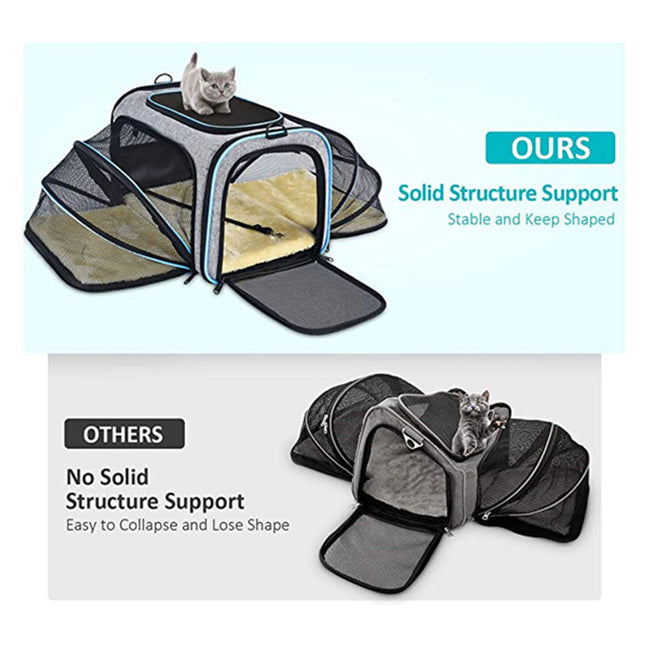 Airline Approved Expandable Pet Carrier for Cats & Dogs – Foldable Soft-Sided Travel Bag with Reflective Strips