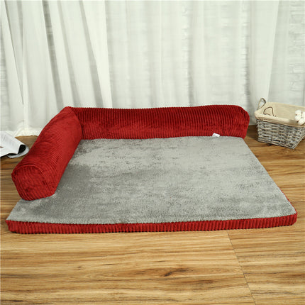 Corduroy Pet Dog Bed – High-Density Sponge Sofa, Non-Slip Soft Couch for Small to Large Dogs