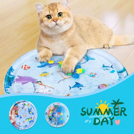 Summer Cooling Pet Water Bed Cushion Ice Pad – Inflatable Square Cooling Mat for Cats