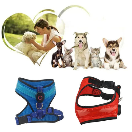 LED Luminous Dog Harness USB Charging Chest Strap Vest Pet Safety Reflective Harness for Puppy and Large Dogs