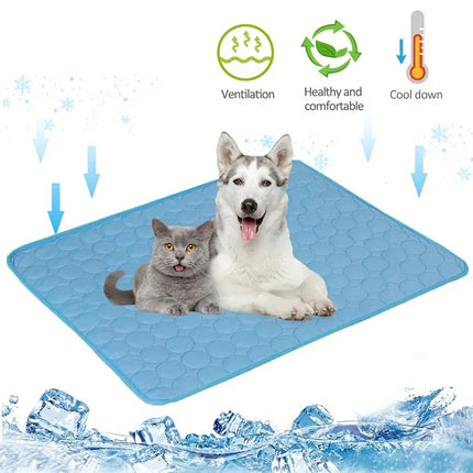 Dog & Cat Cooling Mat Summer Ice Silk Cold Bed – Breathable Pet Cooling Blanket for Small & Large Pets