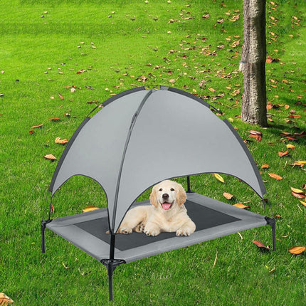 Pet Outdoor Covered Loft Bed with Sunshade Tent – Elevated Camp Bed for Dogs & Cats