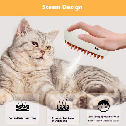 USB Rechargeable Pet Steam Grooming Brush Spray Massage Comb for Cats – Gentle Hair Cleaning & Shedding Control