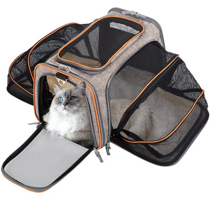 Airline Approved Expandable Pet Carrier for Cats & Dogs – Foldable Soft-Sided Travel Bag with Reflective Strips