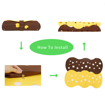 Collapsible Felt Cat Tunnel Toy – Deformable Interactive Cat Play Tunnel & Nest with Peek Holes