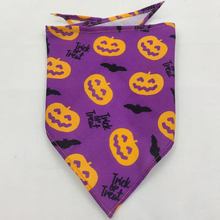 Halloween Pet Bandana Triangle Scarf for Dogs & Cats, Polyester Saliva Towel with Festive Prints