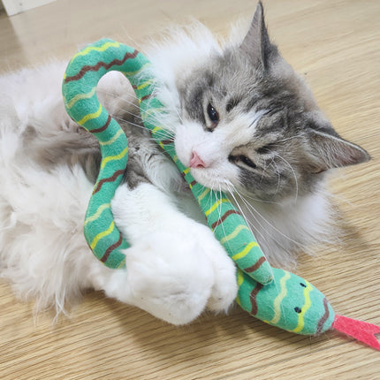 Cat Toy Mint Plush Snake – Soft Chew Toy for Cats with Catnip, Interactive Biting Pet Toy