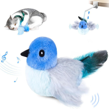 Interactive Flapping Bird Cat Toy – USB Rechargeable Plush Bird with Sound for Indoor Cats