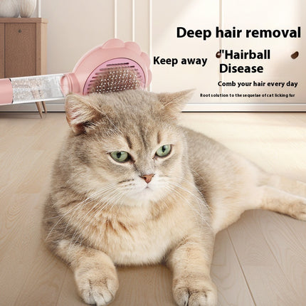 2 in 1 Self-Cleaning Cat Grooming Brush with Spray Hair Remover Comb